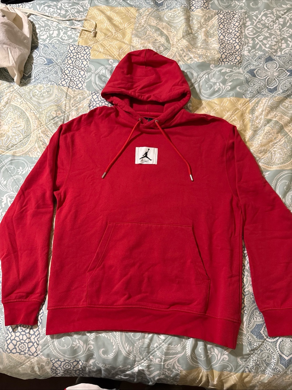 Nike Air Jordan Men’s Flight Red Fleece Logo Pullover Hoodie LARGE DQ7338-612